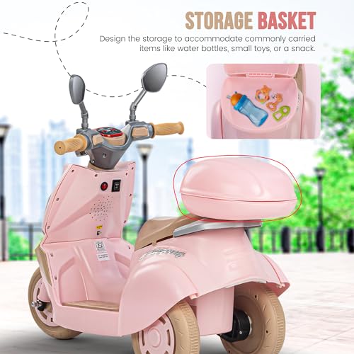 Image of Baybee Trixo Battery Operated Bike for Kids, Ride on Toys Kids Bike Scooty with Light & Music, Baby Rechargeable Battery Bike, Electric Bike for Kids to Drive 1 to 4 Years (Pink)