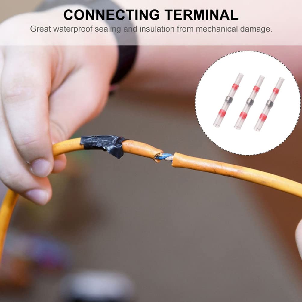 FAVOMOTO 100pcs Wire Butt Splices Heat Shrink Connectors Electrical Wire Terminals Heat Shrink Connector Kits Welding Sleeves Automotive Wire Connectors Butt Connectors Boxed Casing Tin