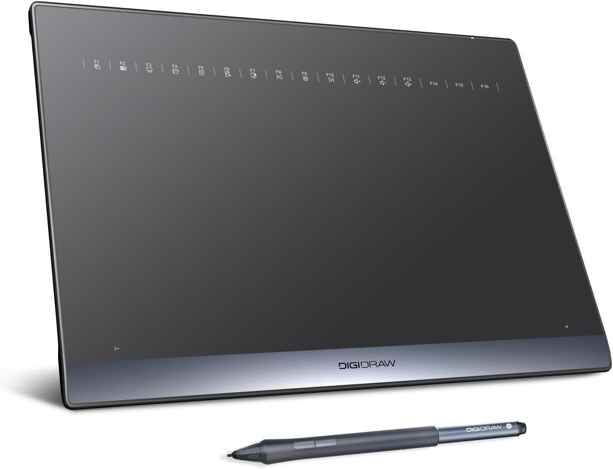 DIGIDRAW TW610 10"x6.25" Bluetooth Graphics Tablet, Paper-Like Drawing Pad with 16384 Levels Battery-Free Stylus for PC Mac Android, Art Design PS Drawing OSU Game