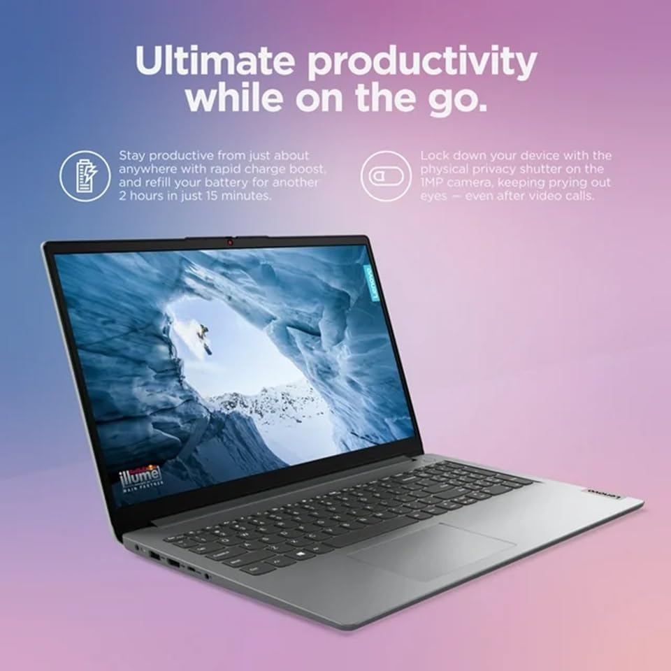 Lenovo Ideapad 1i 15.6" FHD Anti-Glare Business & Home Laptop, Intel Core i5-1235U Processor, 16GB DDR4 RAM, 512GB SSD Storage, Webcam, Wi-Fi, HDMI, Bluetooth, Windows 11, Cloud Grey, W/GaLiMu 16GB RAM | 512GB SSD Cloud Grey image 3 of 9 B0CZ3C39Y1