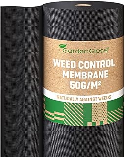 GardenGloss® 50m² Weed Control Membrane (50gsm) - Water Permeable and Tearproof Weed Barrier Fabric - Weed Control Fabric with High UV-Stabilisation (50m x 1m, 1 roll)