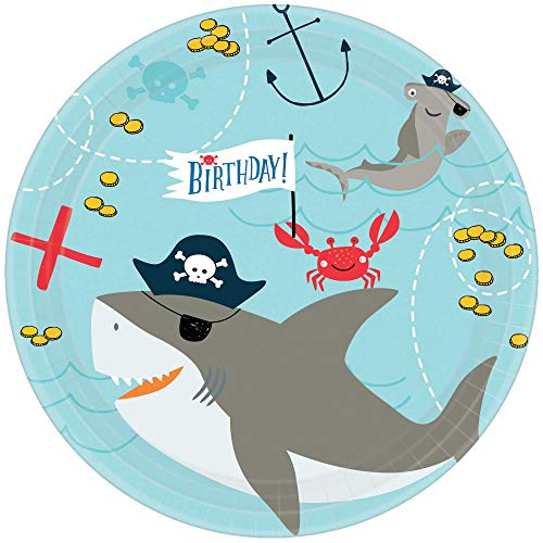 Amscan Ahoy Birthday Round Disposable Paper Plates, 7"- 18 Pcs. #TOP25