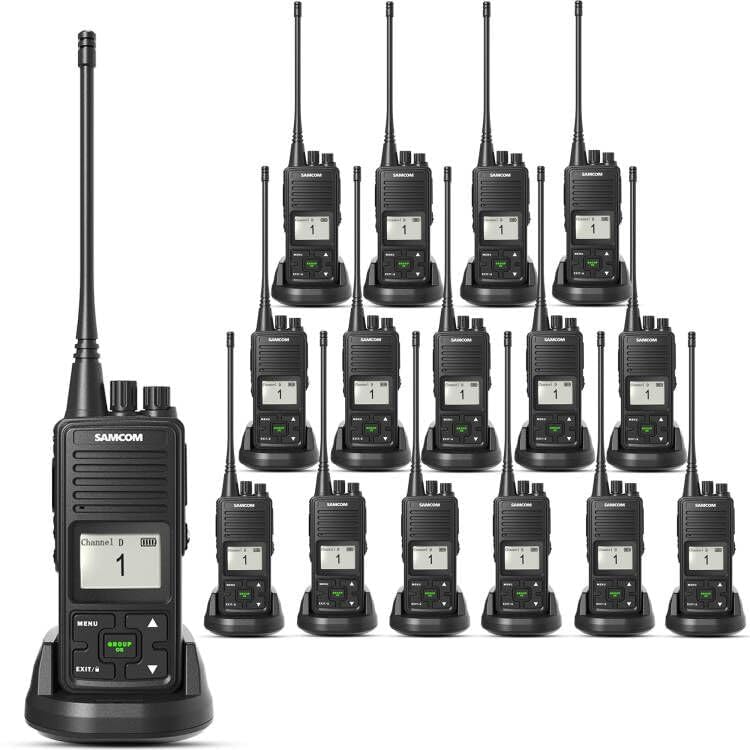 Image of SAMCOM FPCN10A Two Way Radio 3000mAh High Capacity Long Last UHF Walkie Talkies Heavy-Duty with Group Call Earpiece Charger Base for Job Site School Church Business Commercial Outdoor(16 Packs)