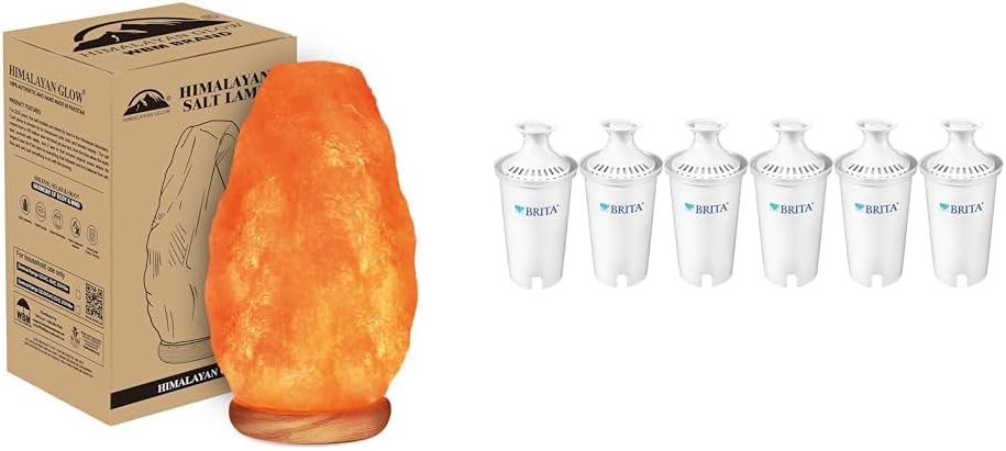 Himalayan Glow Salt Lamp with Dimmer Switch 5-7 lbs & Brita Standard Water Filter, BPA-Free, Replaces 1,800 Plastic Water Bottles a Year