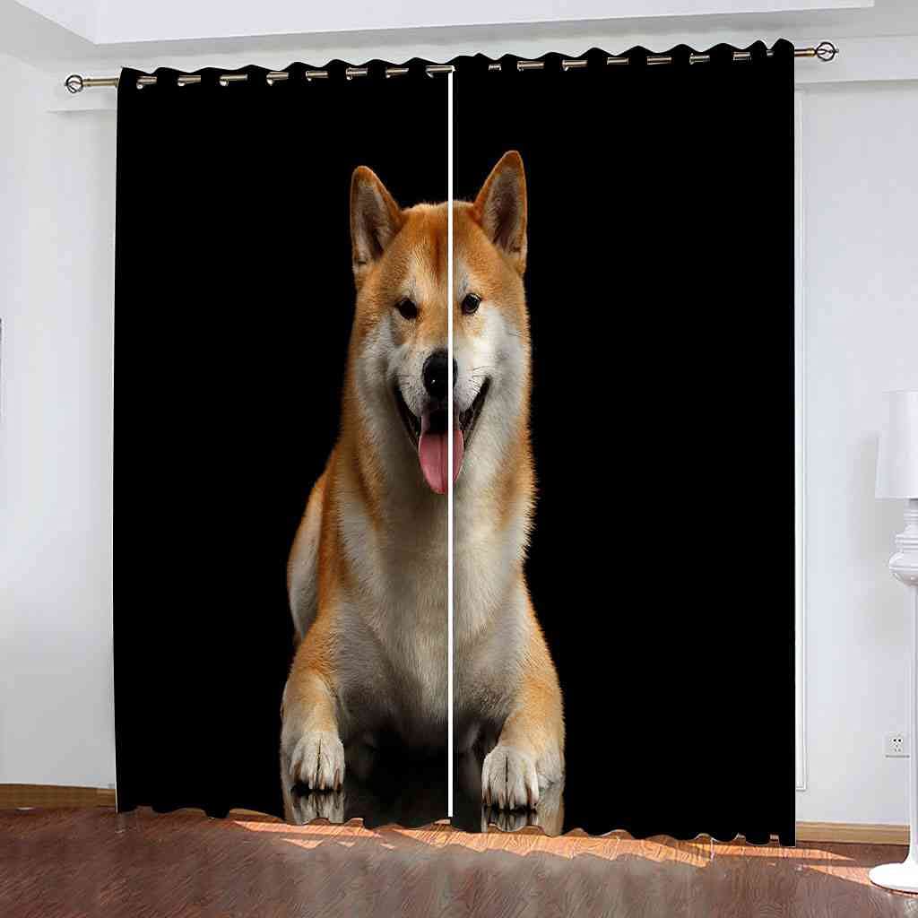 Rideaux occultants pour chambre d'enfant et salon au motif de chiot 3D