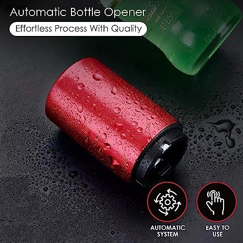 KOMUNJ Beer Bottle Opener, Push Down Bottle Opener, Beer Soda Cap Opener Beer Accessories,Magnet Beer Opener, Kitchen Gadgets (Red) - Image 2