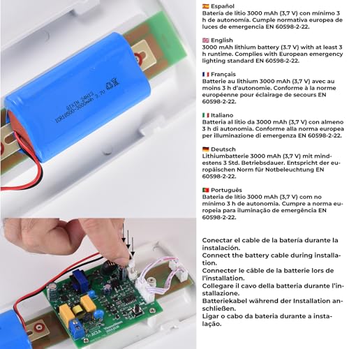 Alpinaluz Notfallleuchte, LED, wasserdicht, IP54, 4 W, 530 lm, Einbauleuchte, mit Clips oder Oberfläche, 3 Stunden Betriebsdauer, wasserdicht und staubdicht, für den professionellen und industriellen