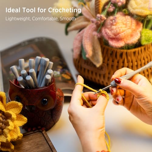 Image of SensePeak Hand Polished Stainless Crochet Hook 0.8mm Single, Chinese Traditional Design Ergonomic Stainless Steal Small Inline Pointy Crochet Hook for Arthritic Hands