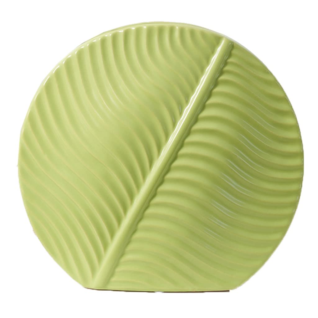 Ceramic vase， Leaves Pattern Clay Vase for Flowers