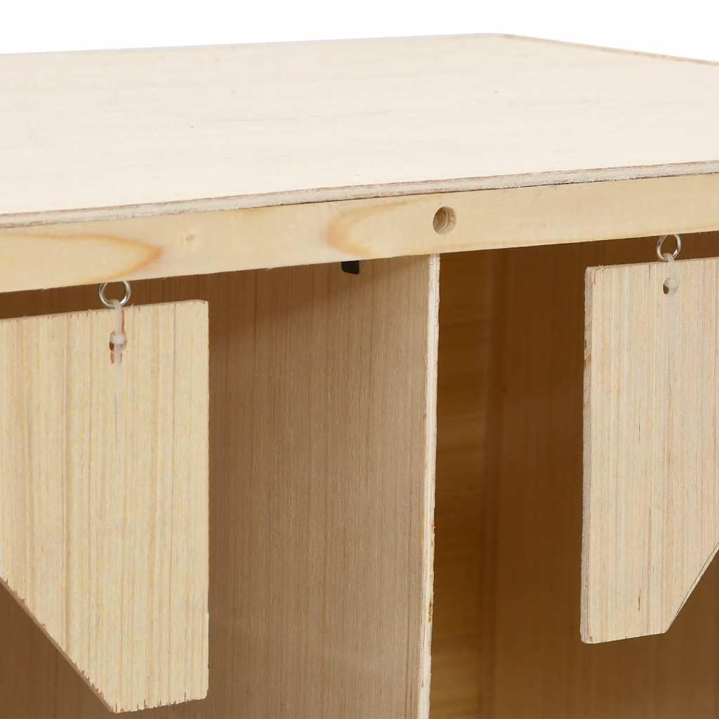Nido da 5 pezzi, in legno di pino massiccio, 117 x 33 x 38 cm, per galline piccole, 5 scomparti, fondo rimovibile, posatoio pieghevole, marrone naturale per una facile deposizione delle uova