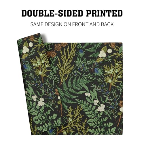 Image of Spring Green Leaves Placemats Set of 6 Botanical Fern Leaf Floral Place Mats Washable Kitchen Dining Summer Black Linen Table Mats Stain Heat-Resistant for Home Party Indoor 12x18 in