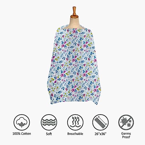 Image of ZIKKU 100% Cotton Nursing Cover for Breastfeeding, Soft and Breathable, Feeding Apron /Cover for Nursing Moms, Lightweight and Comfortable Maternity Breastfeeding Cover with Mobile Pocket (White Flower)