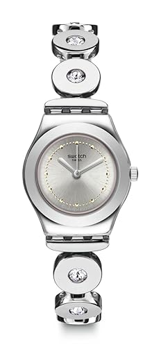 Reloj de mujer Swatch Time (Core) suizo de cuarzo con correa de acero inoxidable, gris, 12, reloj casual (modelo: YSS317G), gris