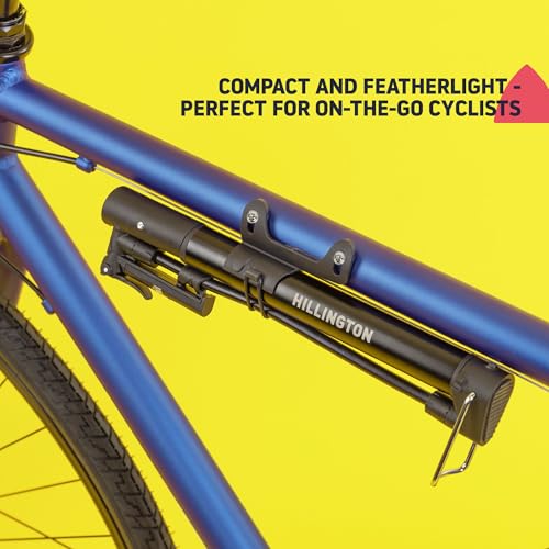 Hillington Hybrid Bicycle Pump - Dual Hand and Foot Air Portable Cycle Pump with Pressure Gauge for MTB, Road Bikes, Balls, Inflatables - Mini Bike Pump for all Bikes - Bracket & Accessories Included - Image 7