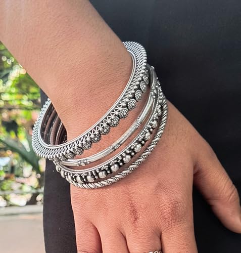 Touchstone Indian Bollywood Handcrafted Designer Jewelry Bracelets Bangle in Oxidized Silver Or Antique Gold Tone for Women2