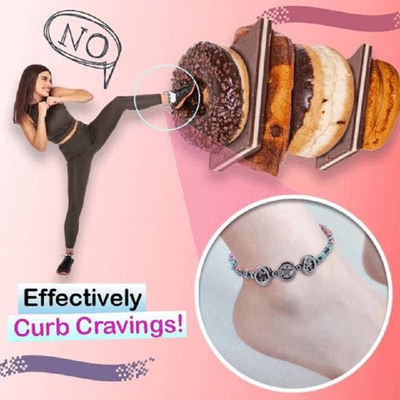 Miniatura 2 de Tobillera magnética delgada de hematita, tobillera delgada con terapia de hematita, ajuste de hematita, tobillera de obsidiana negra antihinchazón