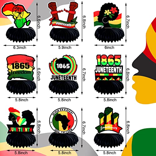 9 Pcs Happy Juneteenth Day Table Centerpieces Party Decoration 1865 Freedom Honeycomb Centerpieces Black Americans Independence 1865 Theme Party Table Toppers For Juneteenth Party Decorations #TOP2