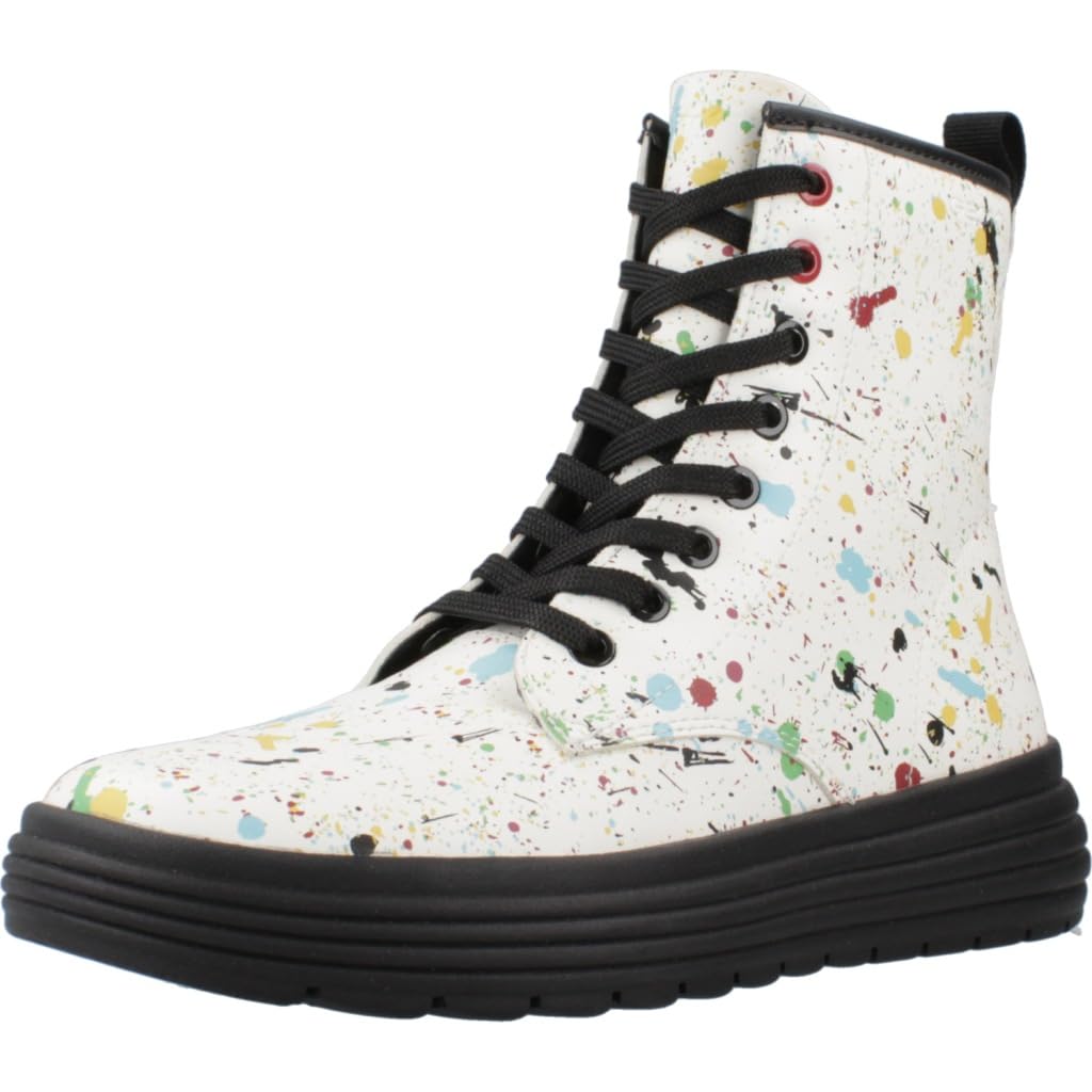 Geox Women's J Phaolae GirlAnkle Boot, White multi-coloured, 4 UK