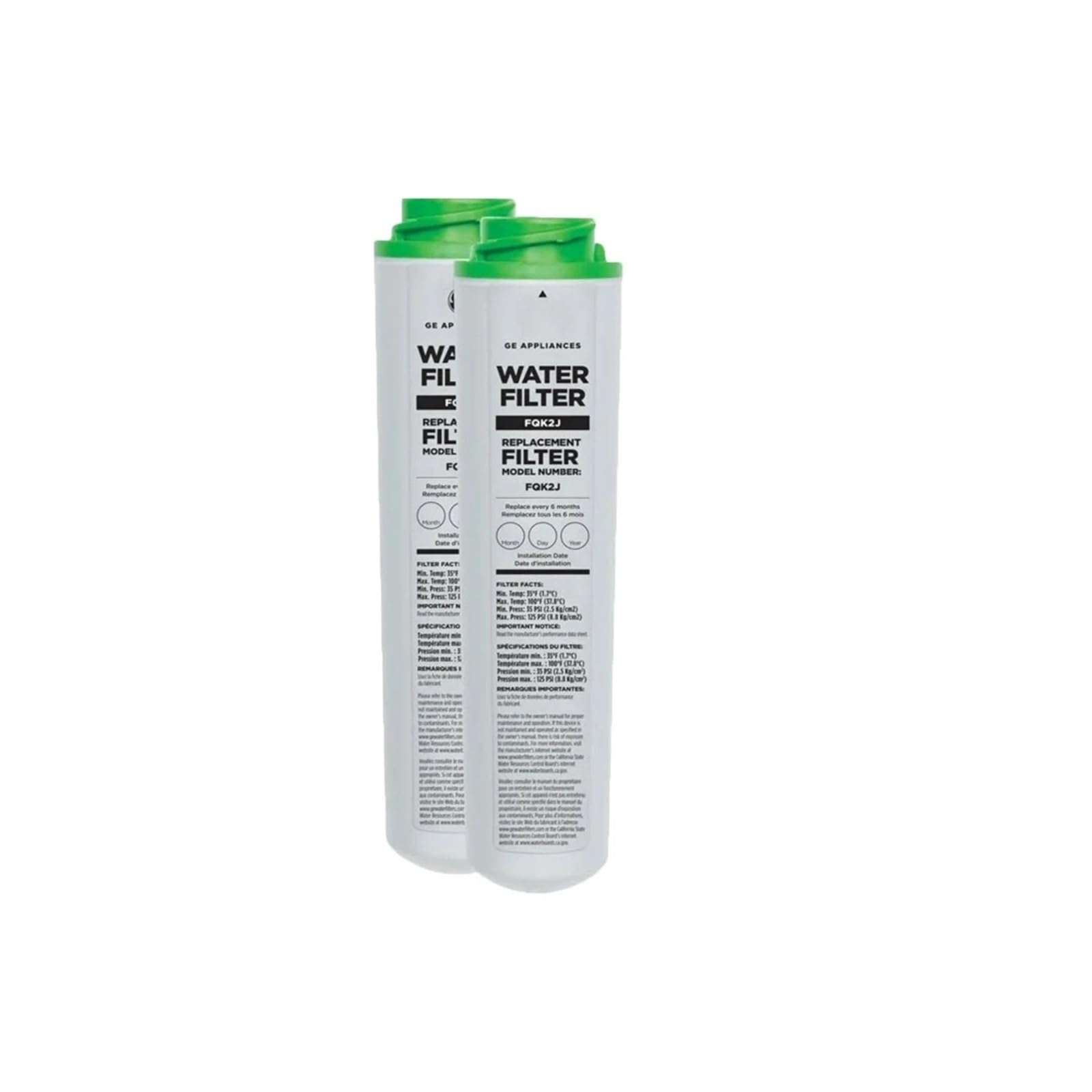 Filtro de Agua Debajo del Fregadero, Compatible con GE FQSVN FQK2J FQK1K GXSV65R GQSV65R, filtros de Repuesto de Agua Potable de Flujo Doble de 300 galones.(2PCS)