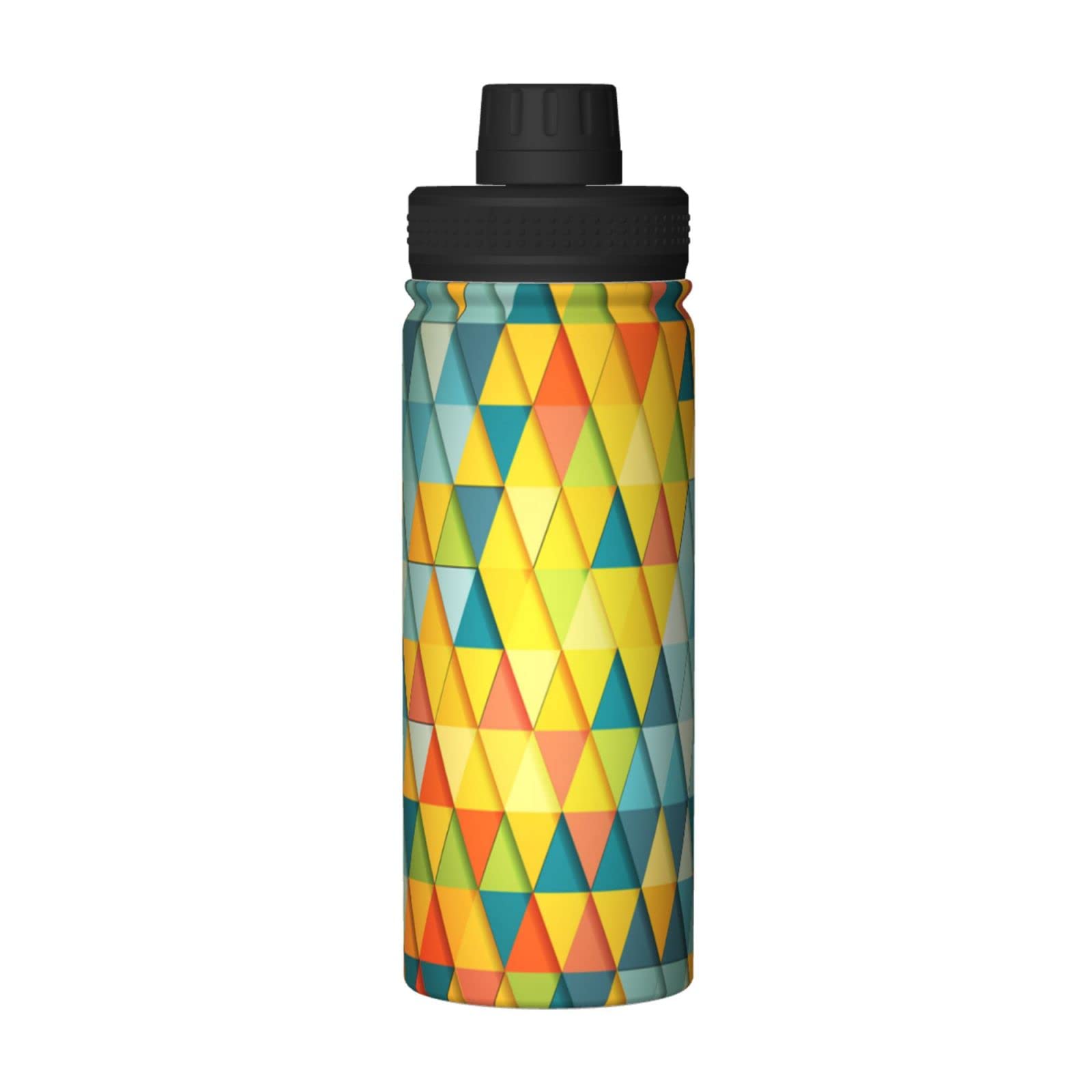 Wasserkocher, bunt, dreieckig, isoliert, Edelstahl, breite Öffnung, mit Strohhalm-Deckel, für Fitness, Fitnessstudio, Outdoor-Sport, 530 ml Küche, Haushalt & Wohnen