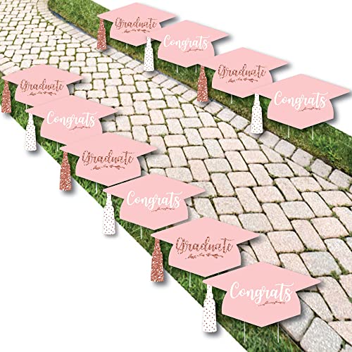 Big Dot Of Happiness Rose Gold Graduation Lawn Decorations - 10 Piece #TOP30