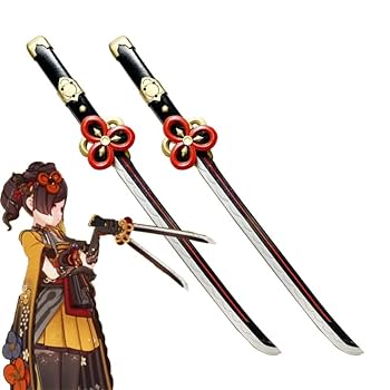 ◆模造刀 2本 セット コスプレ 小道具 Amazon.co.jp: 原神 千織 武器 コスプレ道具 COS道具 刀 二刀流