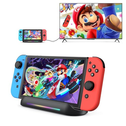 Commutazione del display con un clic: premere il pulsante Modalità TV/desktop sul retro della docking station per selezionare la modalità desktop o la modalità di uscita TV. La docking station di commutazione TV Nintendo supporta l'uscita video 4K, 1080p e 720p (lo switch supporta solo 1080p).