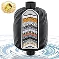 High-Output Shower Filter - 99% Removal of Chlorine, Rust, Impurities - Softens Hard Water, Enhances Skin, Makes Hair Soft & Smooth - No Pressure Loss, Leak-Proof Brass Nut Design, Easy Install-Black