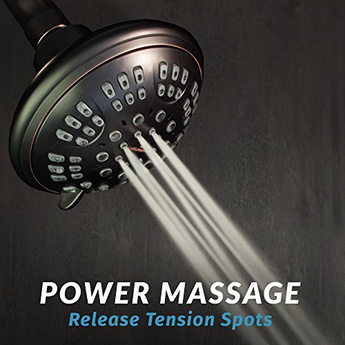 Showermaxx Luxury Spa Series Shower Head, 6 Spray Setting, 4.5 Inch Adjustable High Pressure Shower Head Fixture For Hard Water, 360-Degree Tilt Massage Shower System - Oil Rubbed Bronze Shower Head #TOP4