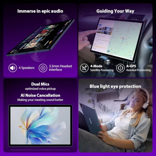 Image of 2026 Premium 14 inch Android Tablet: 2.5K IPS Display 36GB RAM 256GB ROM 1TB Expand | 8-Core 2.0HZ MT6769 Mali-G57 11580mAh Battery| 5G /2.4G WiFi Quad Box Speakers 8+13MP for Work Gaming Study-Blue