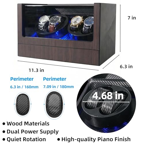 Bobinador de reloj para 4 relojes automáticos con motor Mabuchi y USB 3