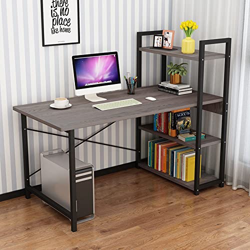 Bureau d'ordinateur 119 cm avec bibliothèque réversible pour étude - 2