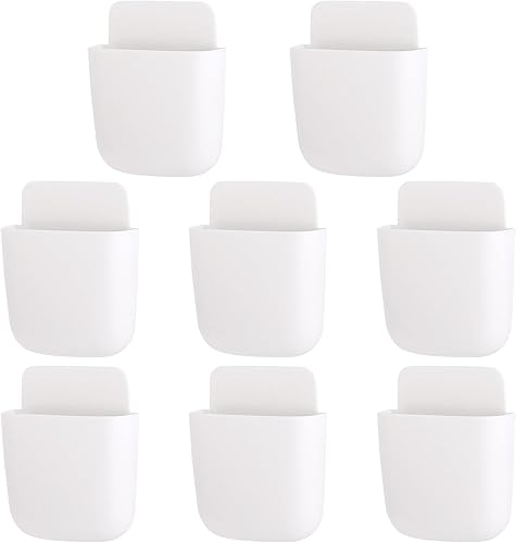 Tecbeauty 8 piezas de soporte de control remoto autoadhesivo montado en la pared caja de almacenamiento de teléfono cargador de lápiz organizador