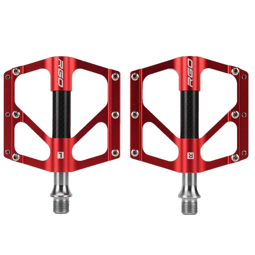 JIASHUNHE Bike Pedals Carbon Fiber Pedal Road Bicycle Bearing Aluminum Alloy Anti-skid Mountain Accessories(Red)