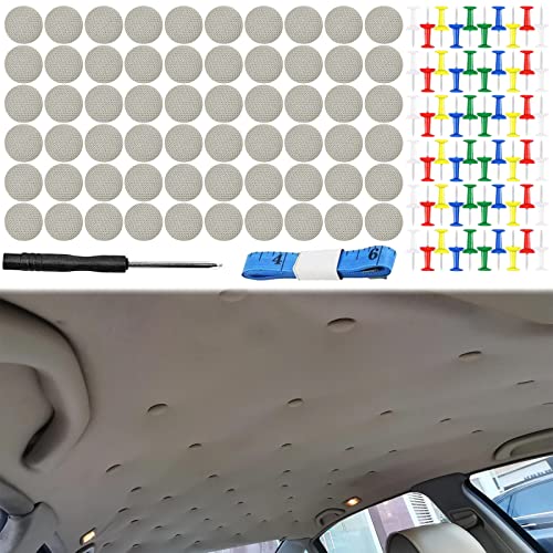 Techo Coche,60 pcs Botón De Reparación De Techo De Automóvil para Automóvil, Diseño De Retenedor De Remaches A Presión De Techo De Automóvil Universal para Franela De Techo De Automóvil Fijo