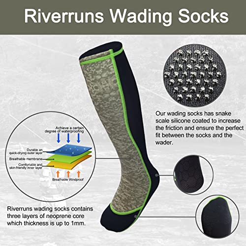 Image of Riverruns Wading Socks, Neoprene Wet-Suit Wader Socks for Men and Women Outdoor Fishing, Surfing, Wakeboarding