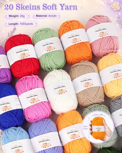 Image of Aeelike Crochet Kit for Beginners Adult, Complete Knitting Yarn Kit, Purple | 87 PCS Crochet Kits for Beginners All-inclusive Crochet Set with Yarns Hooks Step-By-Step Instruction Storage Bag, Ideal Gift