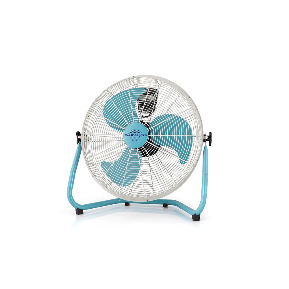 Orbegozo PW 1546 - Ventilateur industriel Power Fan, 3 vitesses, pales métalliques, poignée de transport, 130 W, bleu et blanc