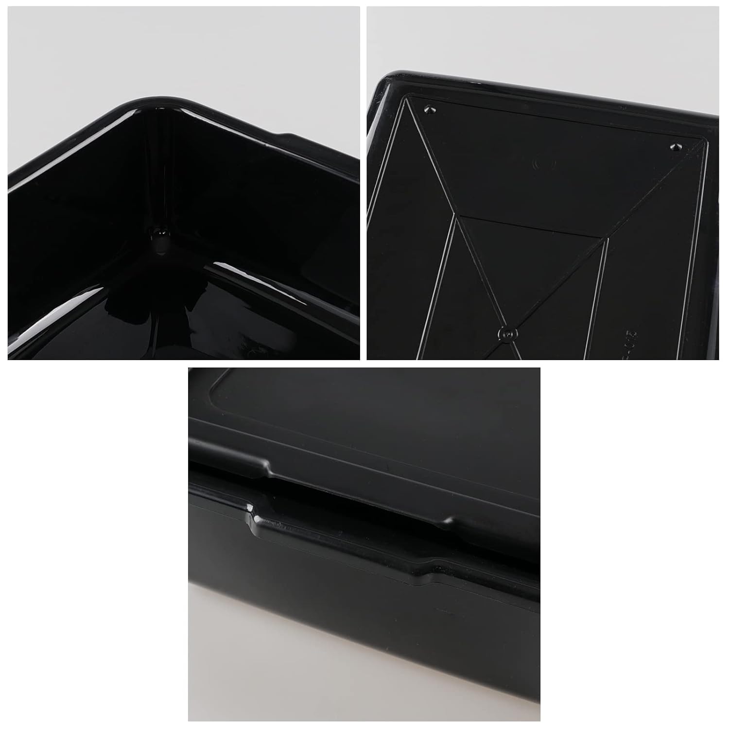 Cand 3 Packs 13 L Restaurant Bus Tubs with Lid, Black Commercial Dish Tubs Plastic