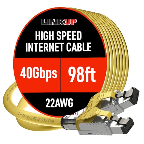 Image of LINKUP Cat 8 Ethernet Cable | Long Internet Cord | High Speed LAN Connection | RJ45 connectors | Use with Cat 5 / Cat 6 / Cat 7 | Optimal for Gaming