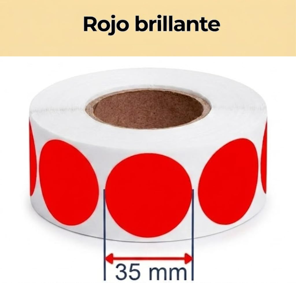 Pack de 5 rouleaux d'étiquettes -30% de réduction sur les produits promotionnels | 2 500 autocollants de réduction, rouge vif, autocollants ronds pour étiqueter les offres, Ø 35 mm (-30%)