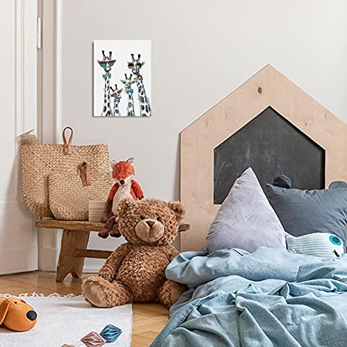 Yidepot Giraffe Wall Art Canvas Prints: Cool Animal Prints for Nursery Giraffe Picture Framed Funny Cute Bathroom Poster Colorful Wall Decor for Children Bedroom(30cmx40cm) - Image 6