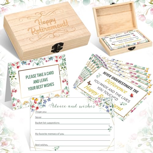 Novabright 62 Pcs Happy Retirement Box Cards Gifts Greenery Wildflower Advices Wishes Retirement...