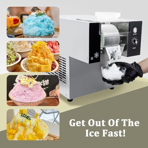 Schneeflocken-Eismaschine, 120 kg/24 h, Eismaschine, Schneekegelmaschine, Schneeeisbereiter für Haushalt, Gewerbe – einstellbare Geschwindigkeit – Bild 5