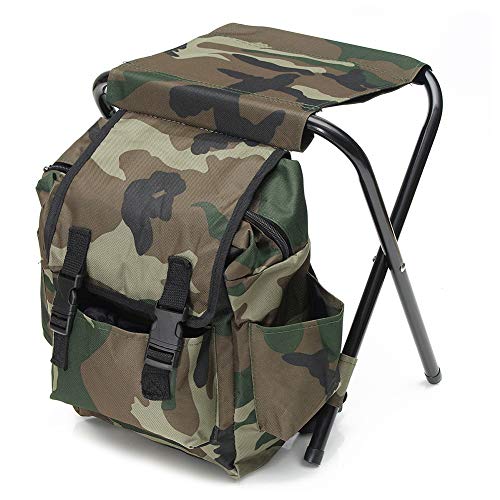 TOPofly Plegable Silla de Camping  Asiento portátil Mochila  Camuflaje heces del Bolso