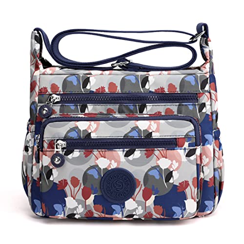 Frauen Crossbody Bag Nylon Wasserdichte Schultertasche Multi Pocket Messenger Bag Leichte Handtasche Reisetasche (Ginkgo), Ginkgo, Einheitsgröße Cover