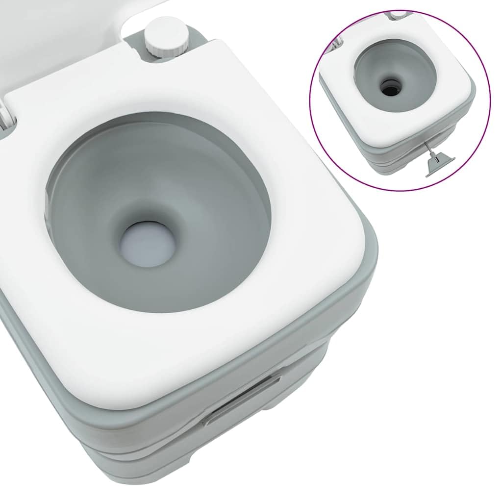 Graue Camping-Toilette aus hochdichtem Polyethylen, 41,5 x 36,5 x 42 cm, tragbar für Outdoor Camping wandern Trekking, Zelt und Reise, leicht zu reinigen für Ausflug und biwak