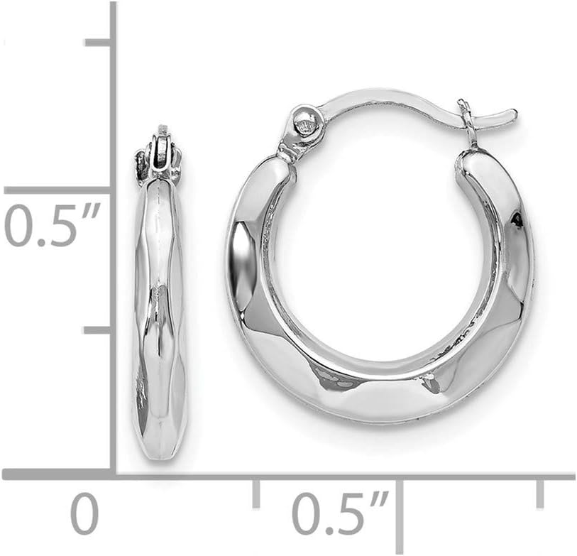 The Black Bow 2.5mm Polished Tapered Round Hoop Earrings in 14k White Gold, 14mm - Image 3