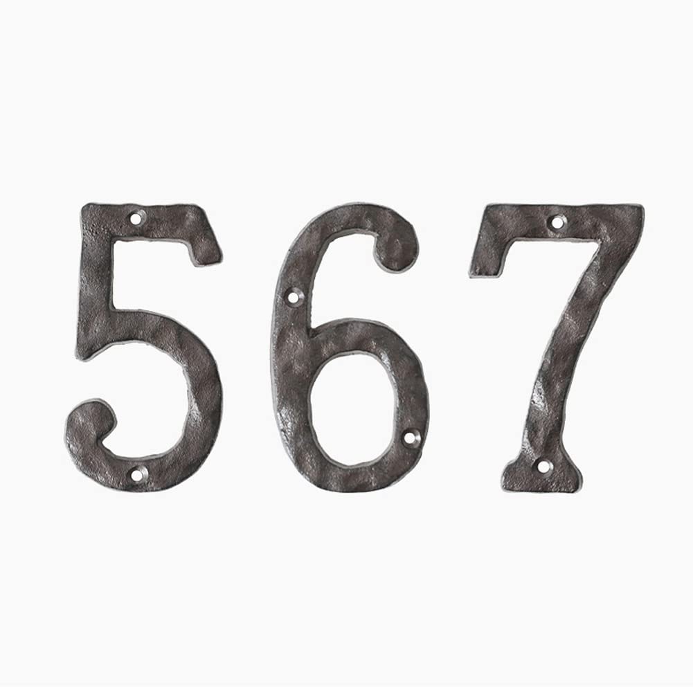 Numeri civici in ghisa in metallo, numero di casella postale, 15,5 cm, robusta targa in rilievo pesante, per interni ed esterni, da appendere a parete, lettere decorative, numeri da 2