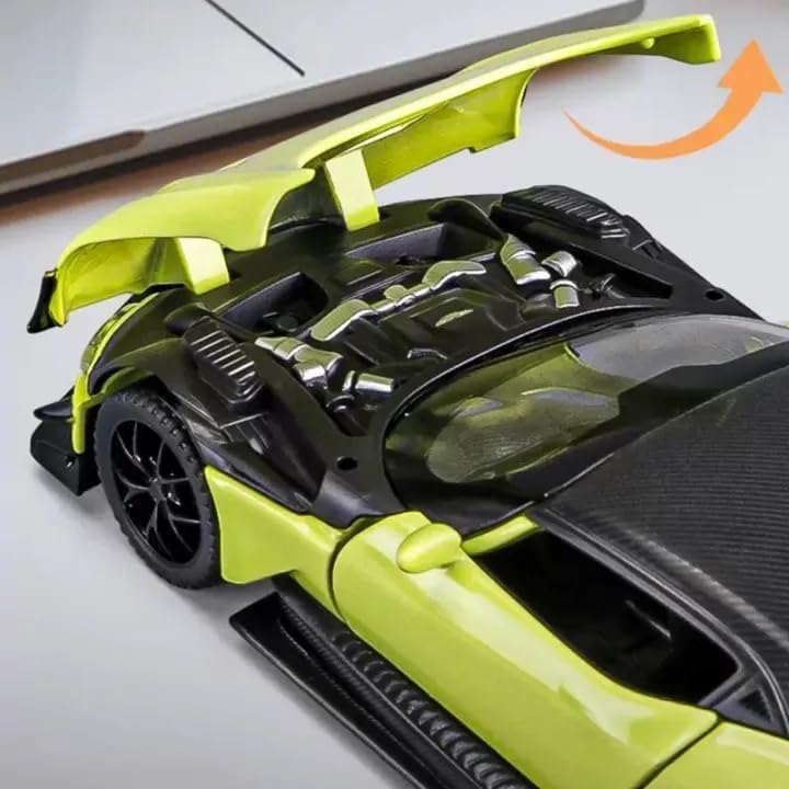 Image of Model Car Exclusive Alloy Metal Pull Back Die-cast Car Metal Pullback Toy car with Openable Doors & Light Music Best Gifts Toys Kids (1:32 Scale Aston Martin Vulcan - Green)